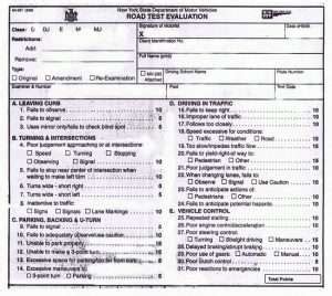 nys driving test score sheet